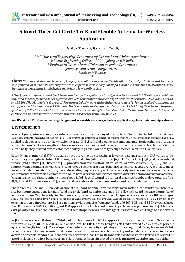 (PDF) A Novel Three-Cut Circle Tri-Band Flexible Antenna for Wireless ...