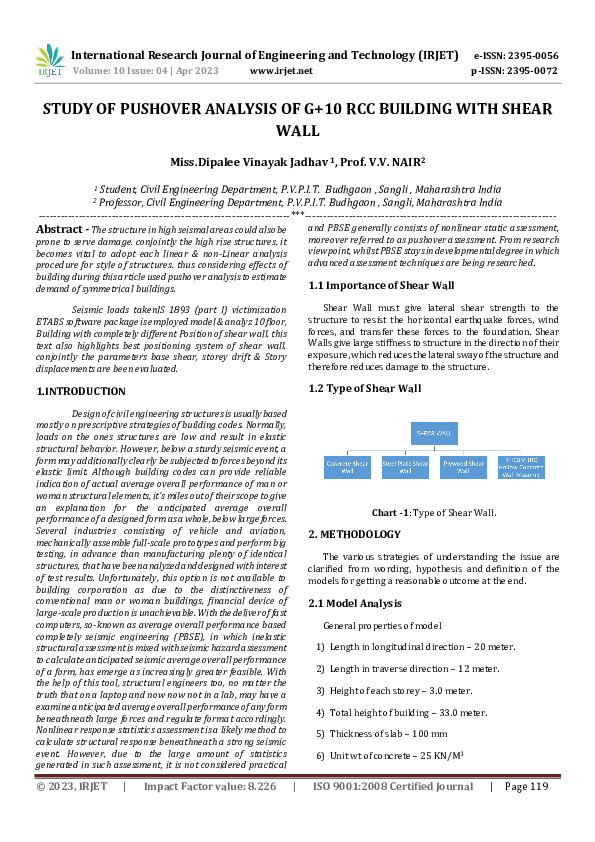 (PDF) STUDY OF PUSHOVER ANALYSIS OF G+10 RCC BUILDING WITH SHEAR WALL