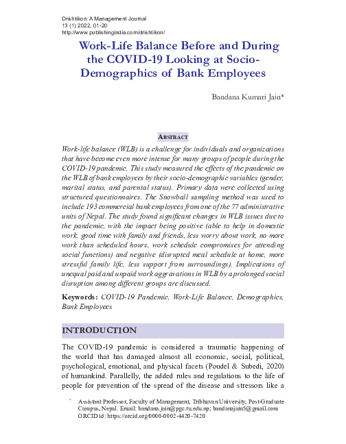 (PDF) Work-Life Balance Before and During the COVID-19 Looking at Socio ...