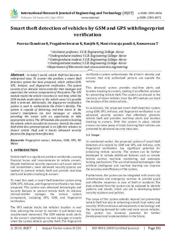 (PDF) Smart theft detection of vehicles by GSM and GPS with fingerprint ...