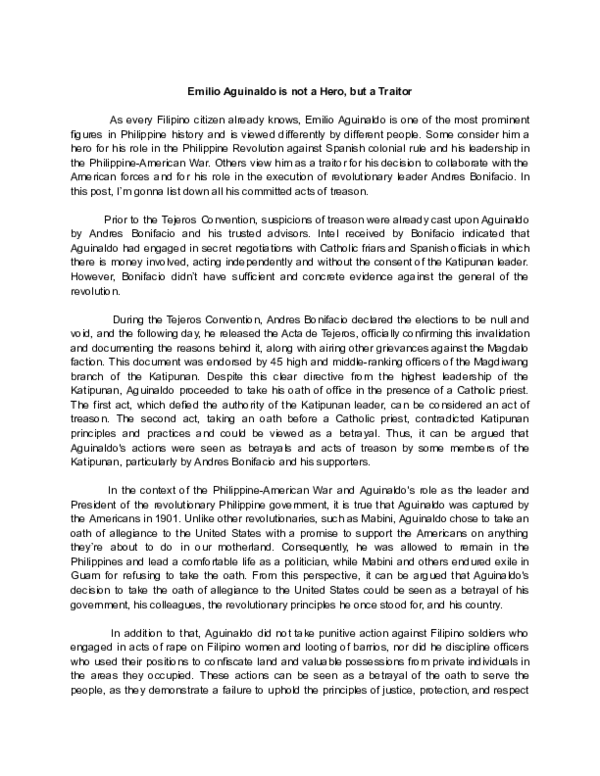 Grievances Emilio Aguinaldo General Emilio Famy Aguinaldo, QSC PLH