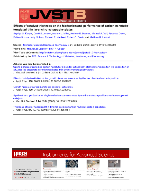 (PDF) Effects of catalyst thickness on the fabrication and performance ...