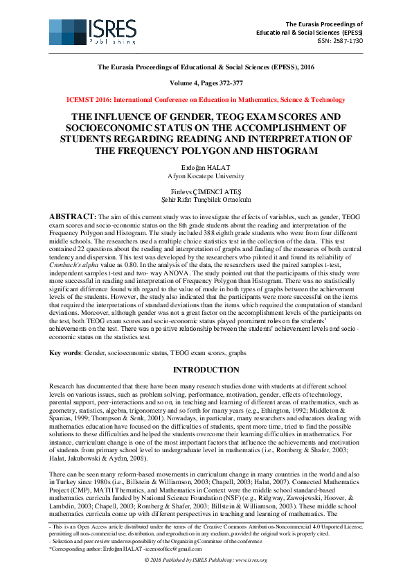 (PDF) The Influence of Gender, Teog Exam Scores and Socioeconomic ...