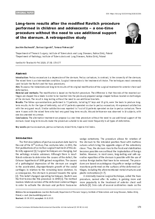 (PDF) Long-term results after the modified Ravitch procedure performed ...