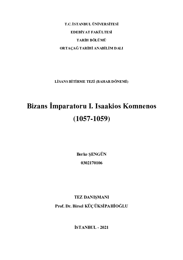 (PDF) Bizans İmparatoru I. Isaakios Komnenos (1057-1059)