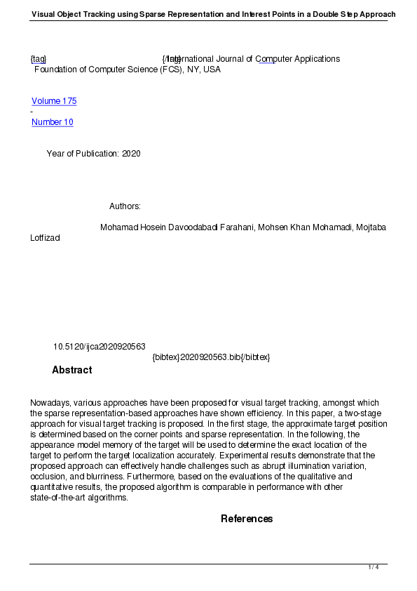 (PDF) Visual Object Tracking using Sparse Representation and Interest ...