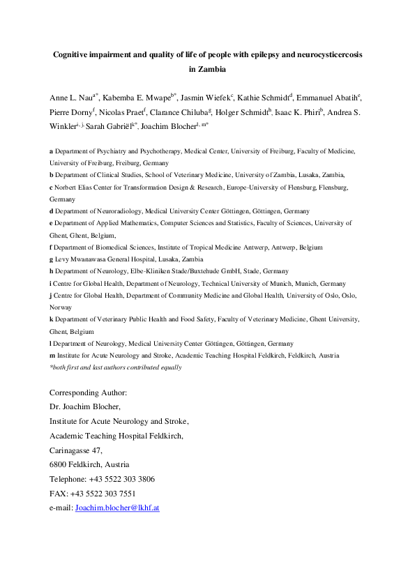 (PDF) Cognitive impairment and quality of life of people with epilepsy ...