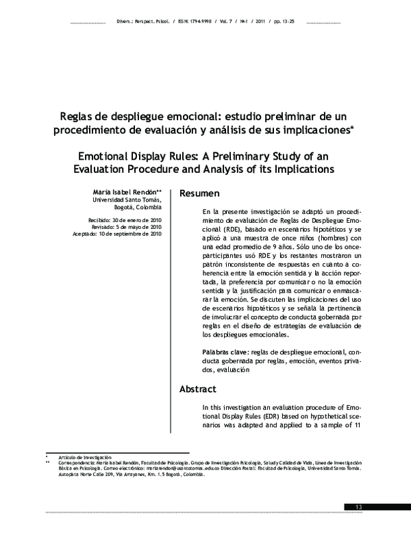 (PDF) Emotional Display Rules: A Preliminary Study of an Evaluation ...