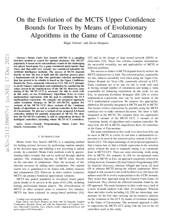 (PDF) On the Evolution of the MCTS Upper Confidence Bounds for Trees by ...