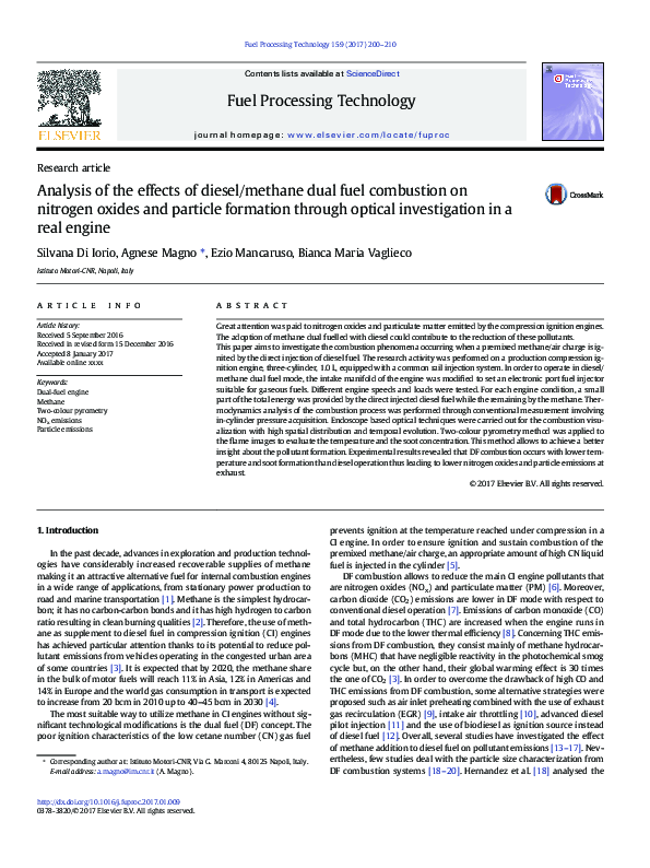 (PDF) Analysis of the effects of diesel/methane dual fuel combustion on ...