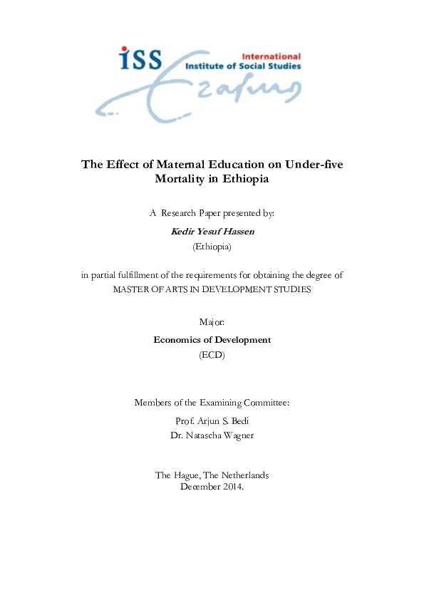 (PDF) The Effect of Maternal Education on Under-five Mortality in Ethiopia