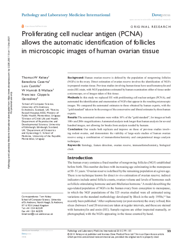 (PDF) Proliferating cell nuclear antigen (PCNA) allows the automatic ...