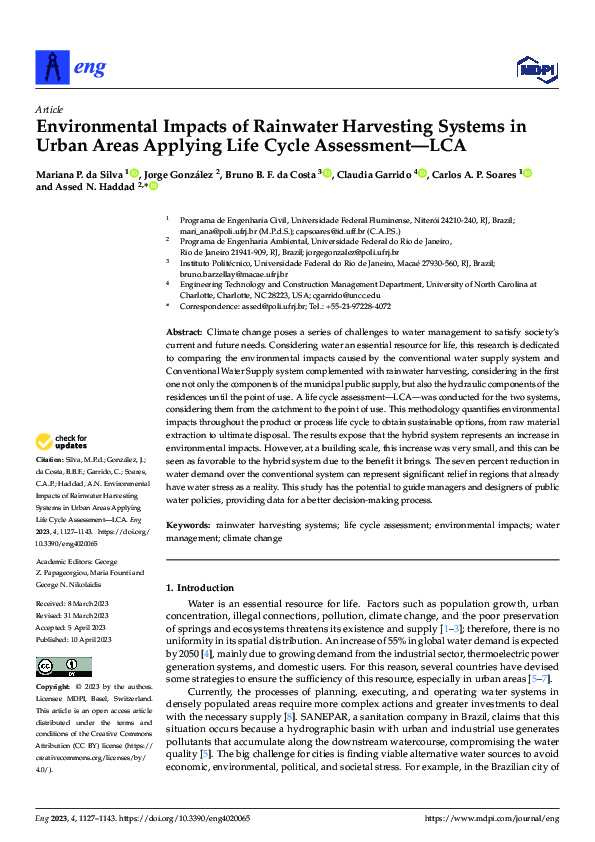 Image showcasing (PDF) Environmental Impacts of Rainwater Harvesting Systems in Urban ...