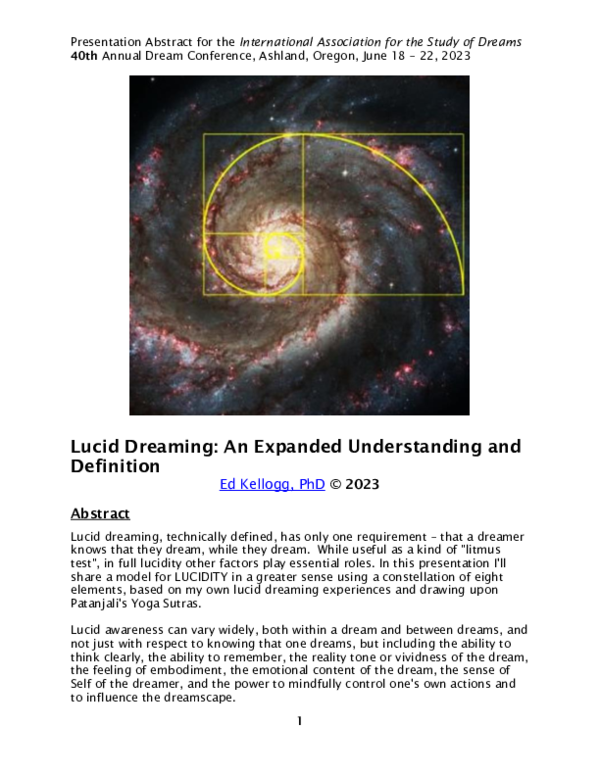 (PDF) ABSTRACT Lucid Dreaming: An Expanded Understanding and Definition