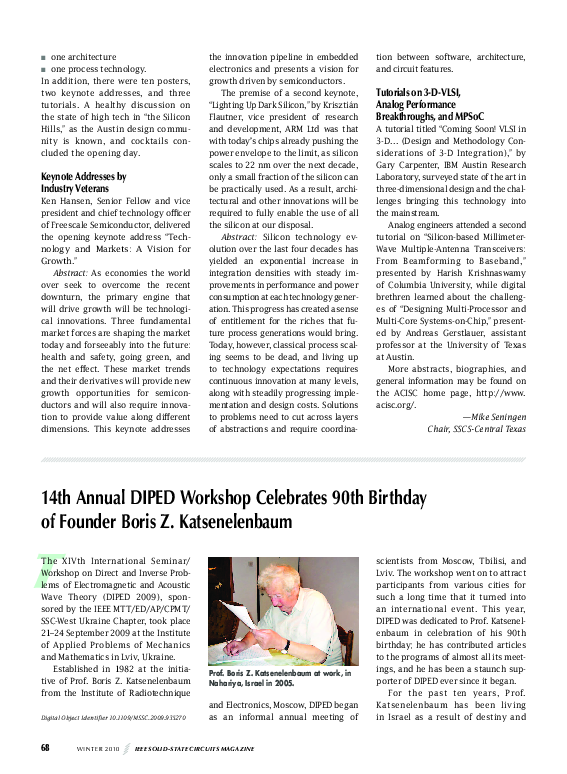 (PDF) 14th Annual DIPED Workshop Celebrates 90th Birthday of Founder ...