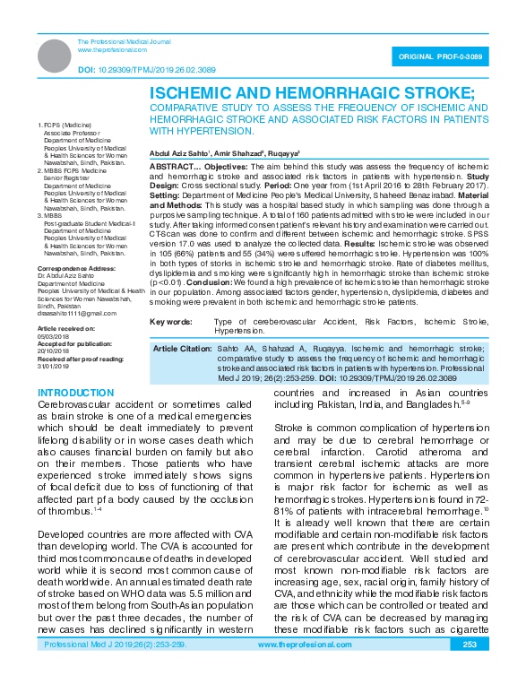 (PDF) Ischemic and Hemorrhagic Stroke