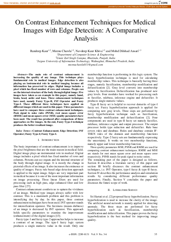 (PDF) On Contrast Enhancement Techniques for Medical Images with Edge ...