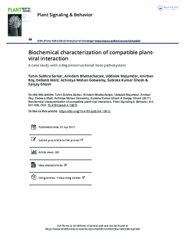 (PDF) Biochemical characterization of compatible plant-viral interaction
