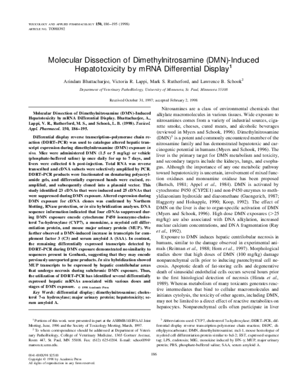 (PDF) Molecular Dissection of Dimethylnitrosamine (DMN)-Induced ...