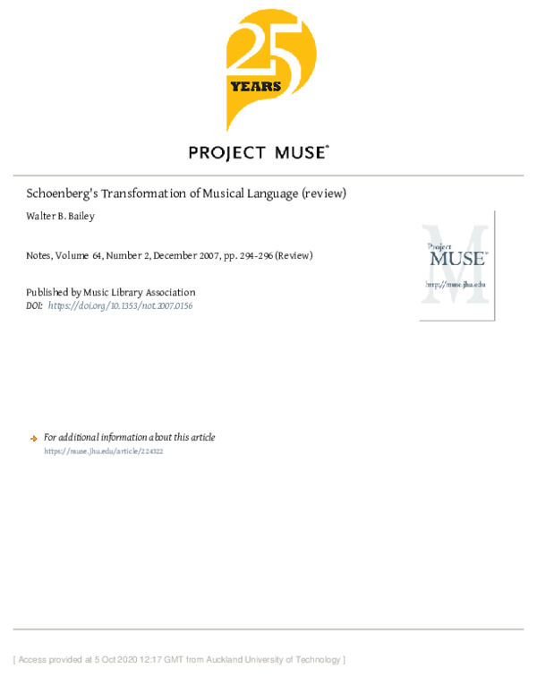 (PDF) Schoenberg's Transformation of Musical Language , by Ethan Haimo ...
