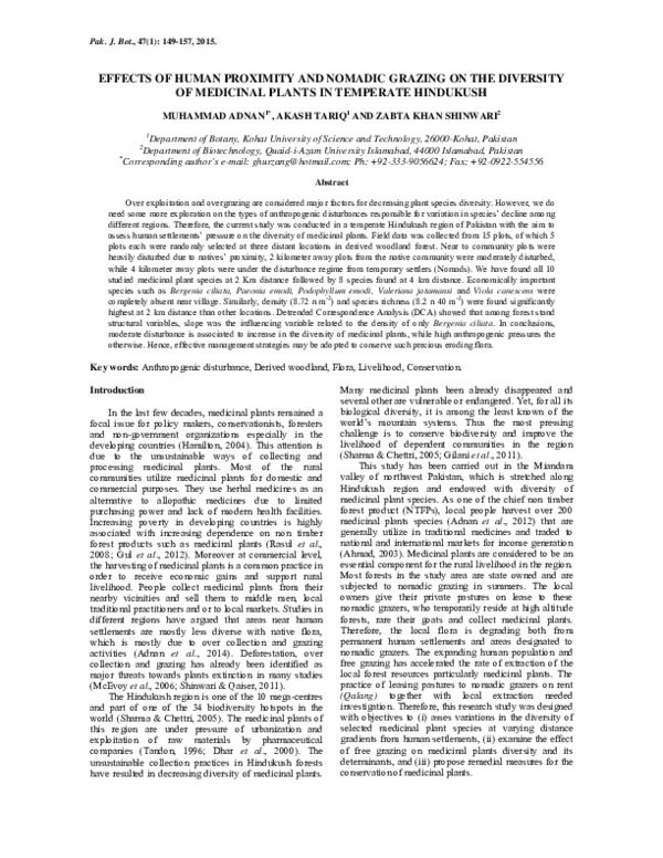 (PDF) Effects of Human Proximity and Nomadic Grazing on the Diversity ...