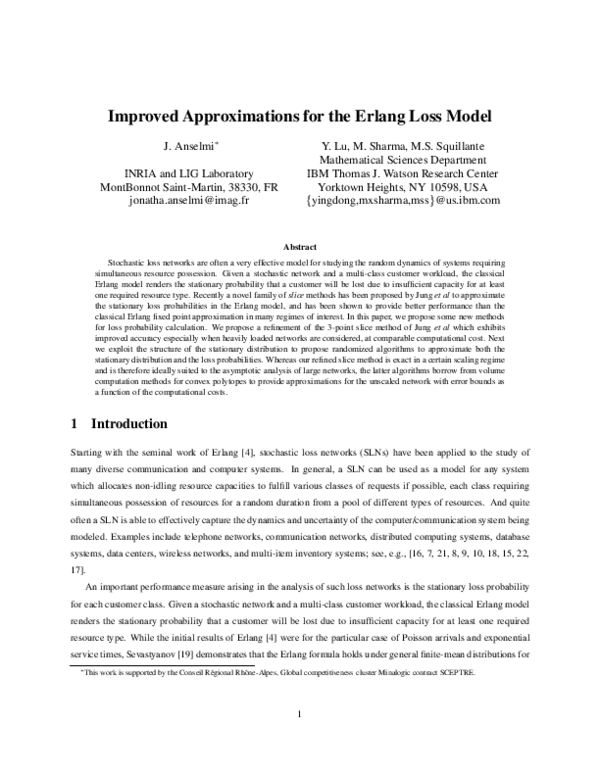 (PDF) Improved approximations for the Erlang loss model