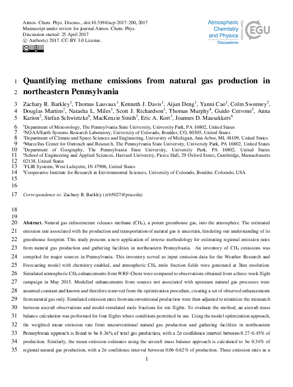 (PDF) Quantifying methane emissions from natural gas production in ...