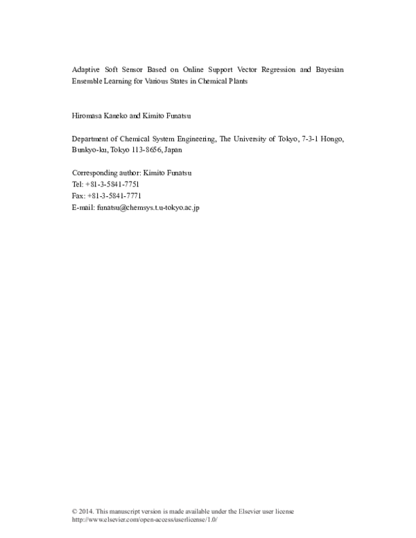 (PDF) Adaptive soft sensor based on online support vector regression ...