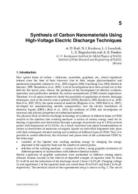 (PDF) Synthesis of Carbon Nanomaterials Using High-Voltage Electric ...