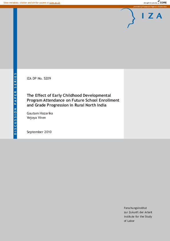(PDF) The effect of early childhood developmental program attendance on ...