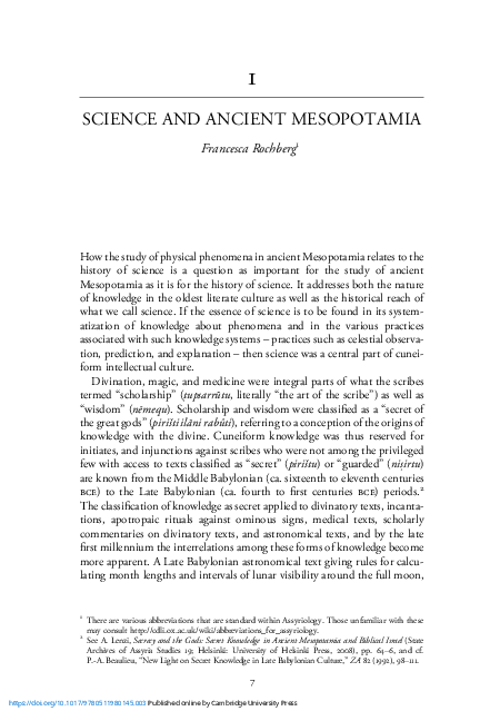 (PDF) Science and Ancient Mesopotamia