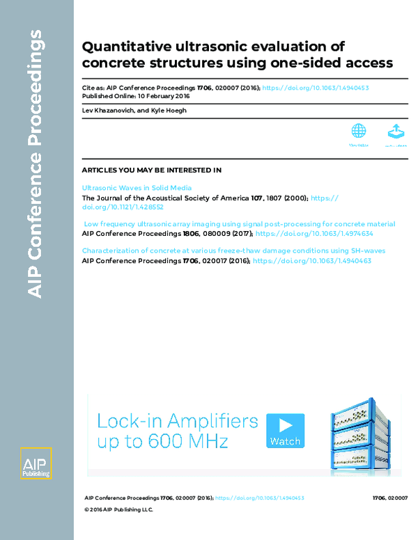 (PDF) Quantitative ultrasonic evaluation of concrete structures using ...