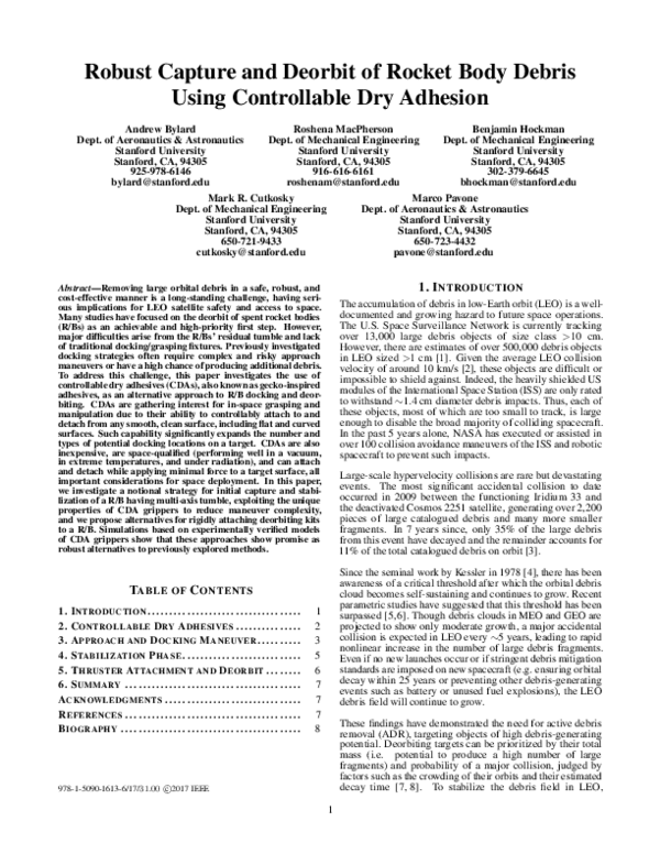 (PDF) Robust capture and deorbit of rocket body debris using ...