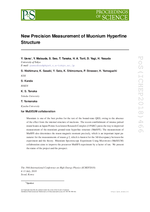 (PDF) New precise measurement of muonium hyperfine structure interval ...