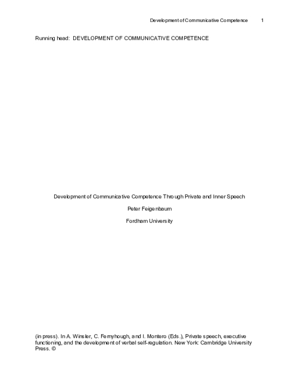 (PDF) Development of Communicative Competence 1 Running head ...