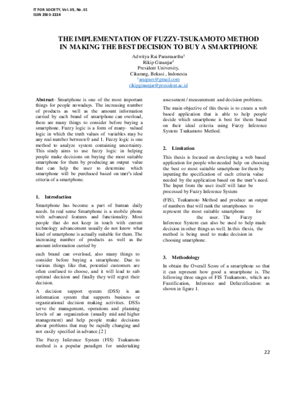 (PDF) The Implementation of Fuzzy-Tsukamoto Method in Making the Best ...