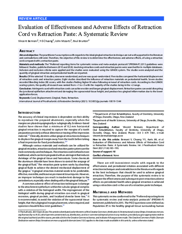 (PDF) Evaluation of Effectiveness and Adverse Effects of Retraction Cord vs Retraction Paste A