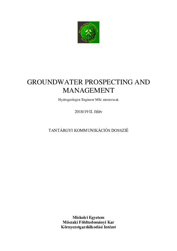 (PDF) Groundwater Prospecting and Management