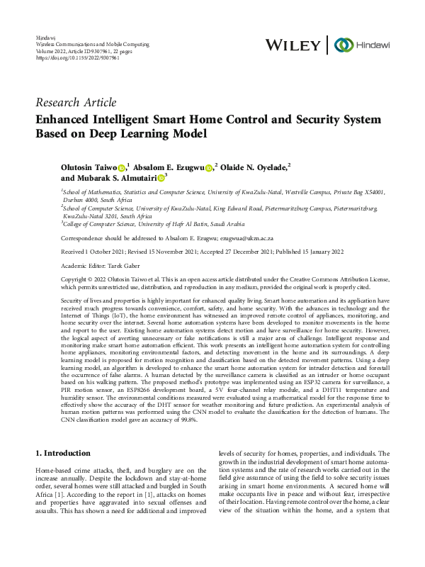 (PDF) Enhanced Intelligent Smart Home Control and Security System Based ...