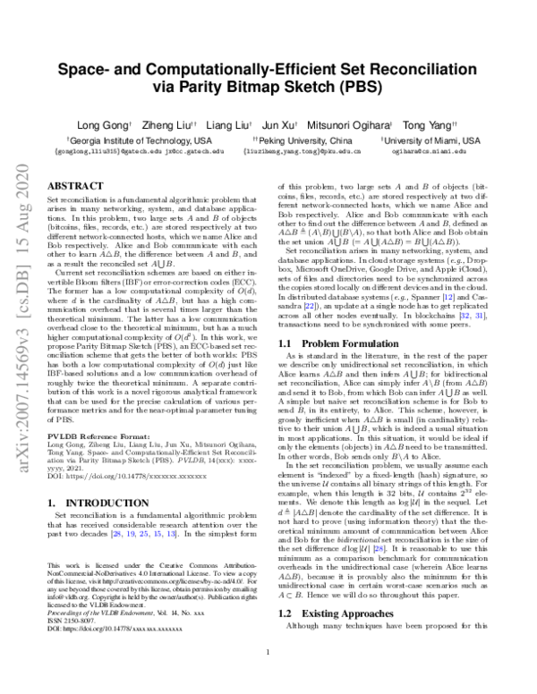 (PDF) Space- and computationally-efficient set reconciliation via ...