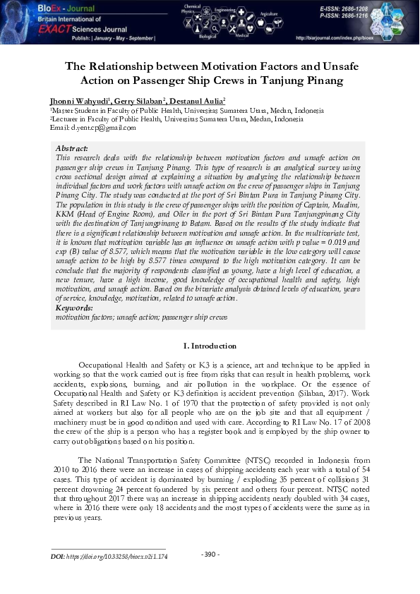 (PDF) The Relationship between Motivation Factors and Unsafe Action on ...