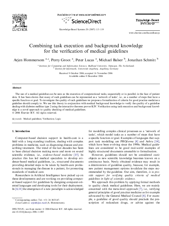 (PDF) Combining task execution and background knowledge for the ...