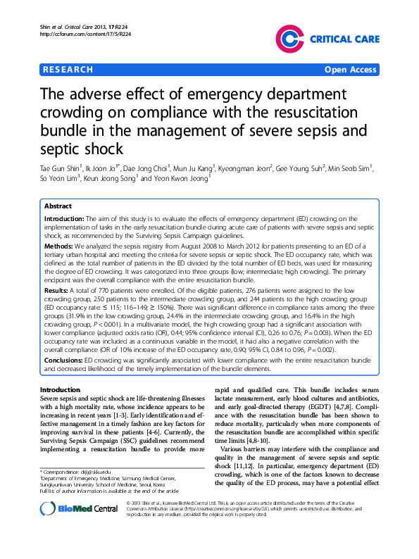 (PDF) The adverse effect of emergency department crowding on compliance ...
