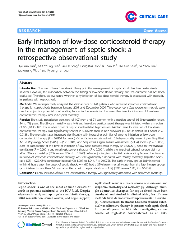 (PDF) Early initiation of low-dose corticosteroid therapy in the ...