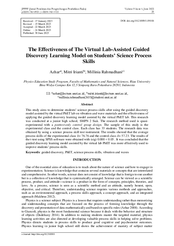 (PDF) The Effectiveness of The Virtual Lab-Assisted Guided Discovery ...