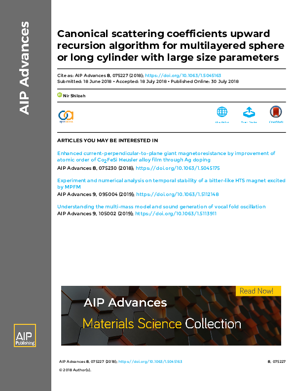 (PDF) Canonical scattering coefficients upward recursion algorithm for ...