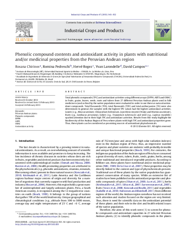 (PDF) Phenolic compound contents and antioxidant activity in plants ...