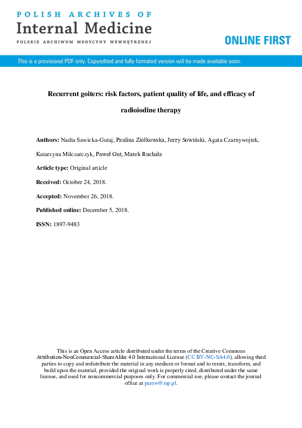 (PDF) Recurrent goiters: risk factors, patient quality of life, and ...