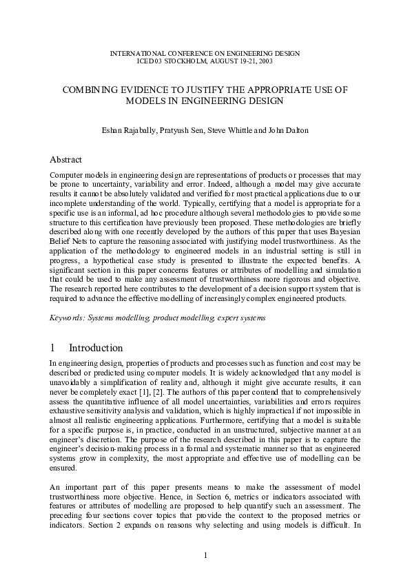 (PDF) Combining Evidence to Justify the Appropriate Use of Models in ...