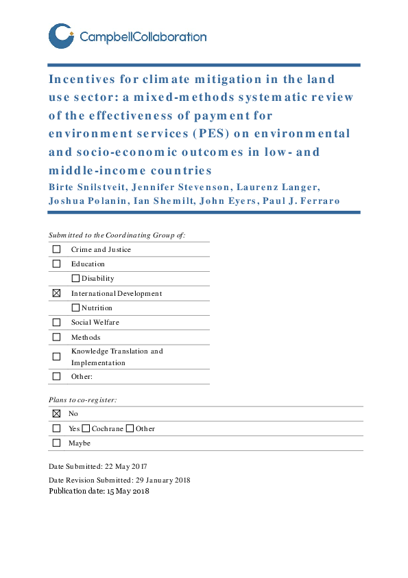 (PDF) PROTOCOL: Incentives for climate mitigation in the land use ...